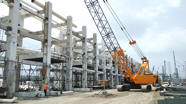 ACE Heavy Duty Crawler Crane Performing Construction Work at Refinery- Model ACX750 
