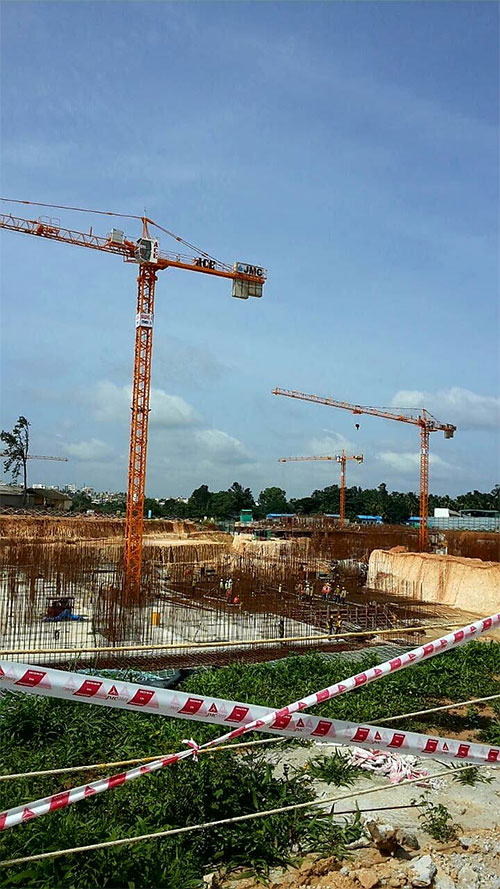 ACE Fixed Tower Crane at Building Construction Site  for Heavy MaterialTransportation and Lifting Purpose