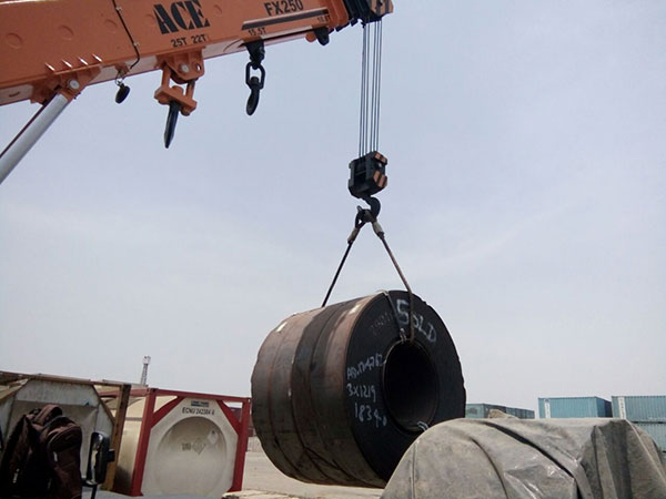 ACE Heavy Duty Nextgen Pick and Carry Crane Lifting Steel Coil at Construction Site- Model FX 250, 25 Ton