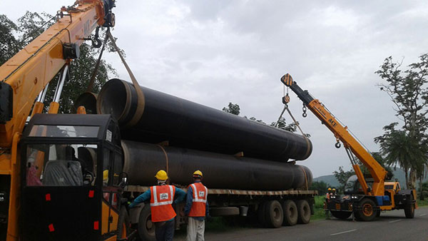 ACE Heavy Duty Nextgen Pick and Carry Crane Lifting Steel Pipe at Construction Site- Model FX 150