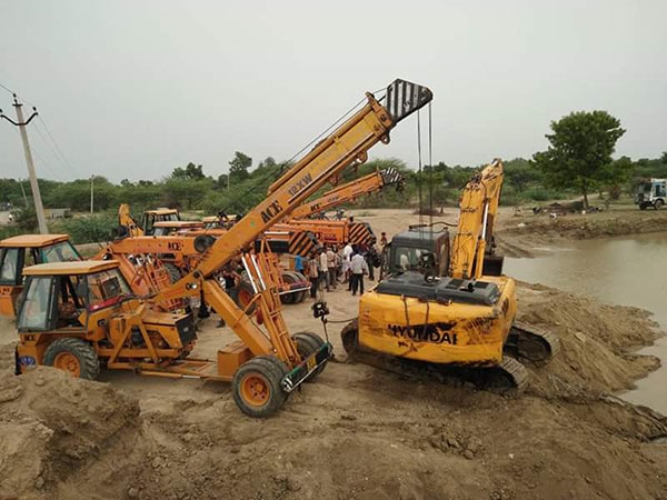 ACE Pick and Carry Loader Cranes Performing Recovery Operations at Construction Site